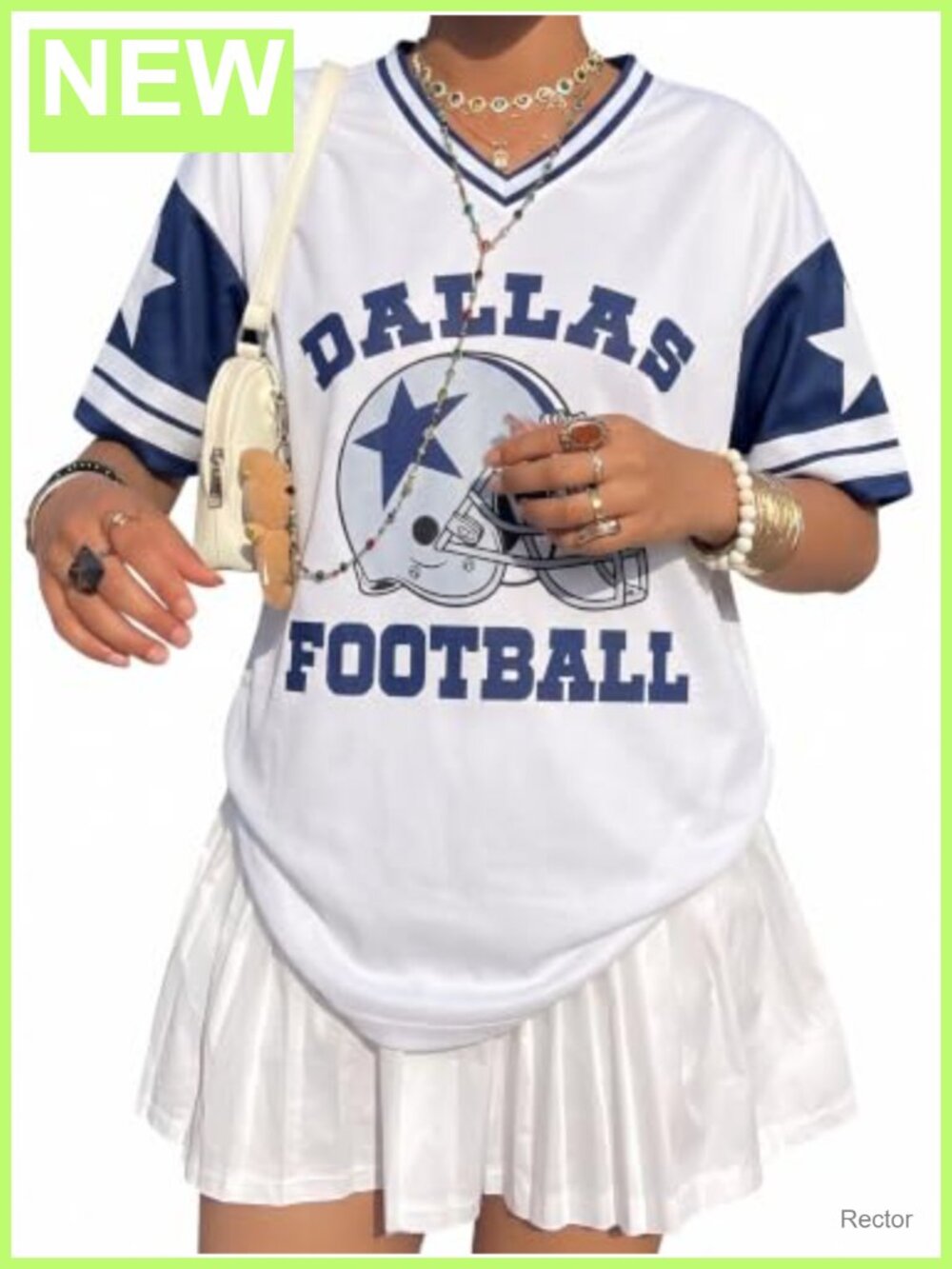 Womens Football Jersey V-Neck Short Sleeve Game Day Shirt
